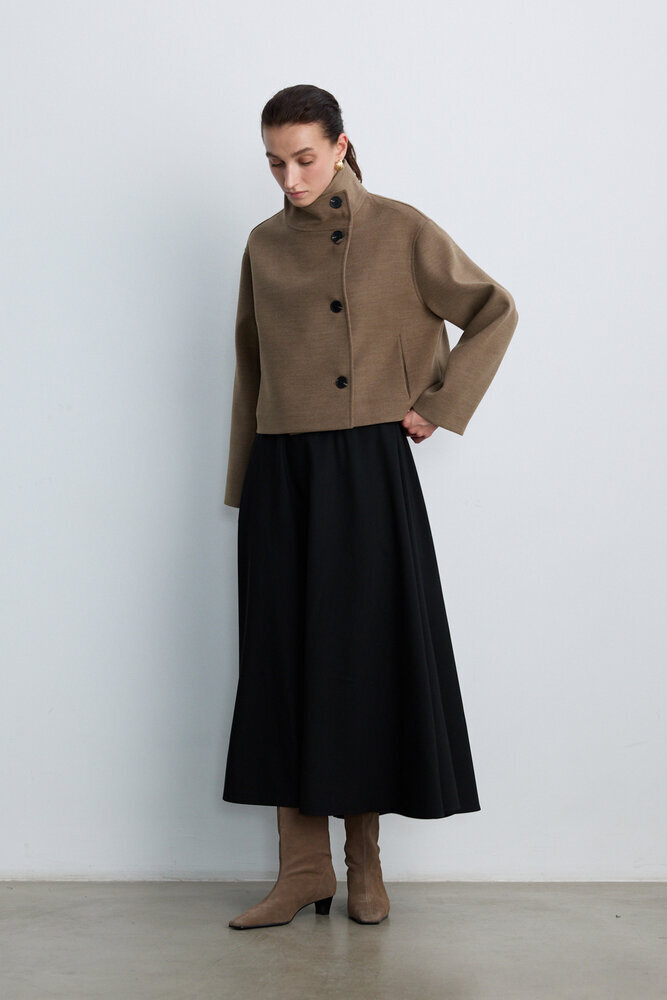 BE BLUE - SICAK KAHVE DİK YAKA KISA KABAN