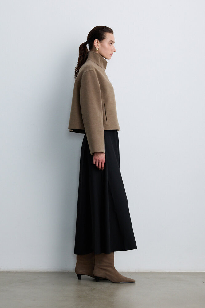 BE BLUE - SICAK KAHVE DİK YAKA KISA KABAN