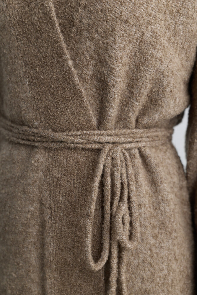 BE BLUE - VİZON İNCE KUŞAKLI KİMONO HIRKA