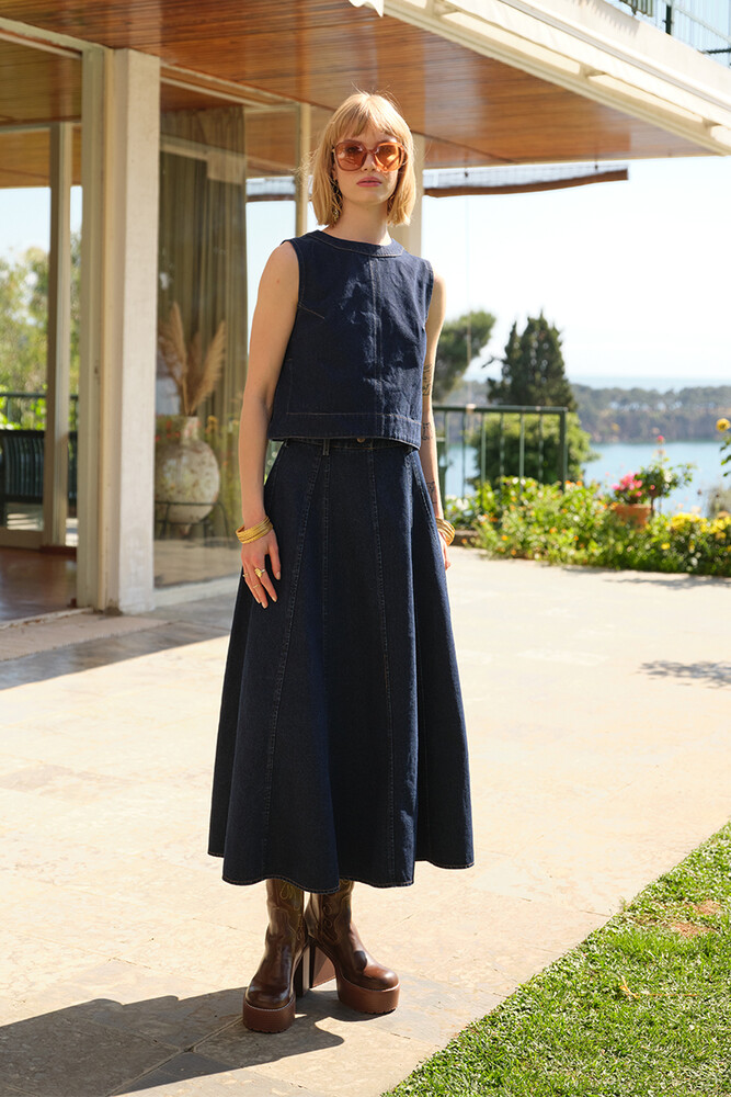 BE BLUE - VOLANLI DENİM ETEK