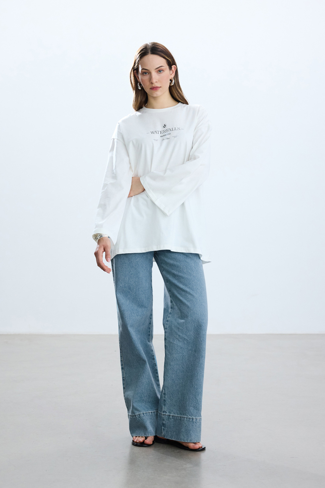 BE BLUE - WATERFALLS UZUN KOLLU T-SHIRT