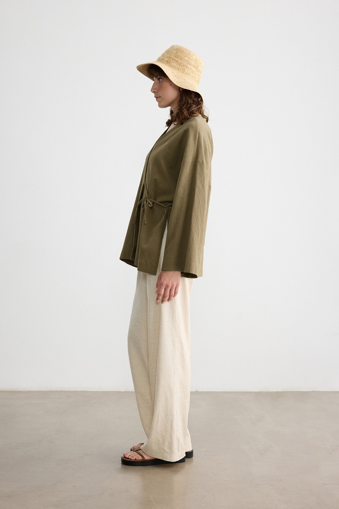 BE BLUE - YAĞ YEŞİLİ DOKULU KİMONO