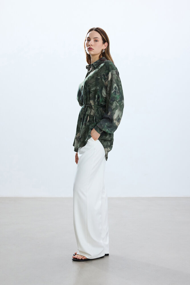 BE BLUE - YEŞİL FLORAL DESEN VINTAGE GÖMLEK