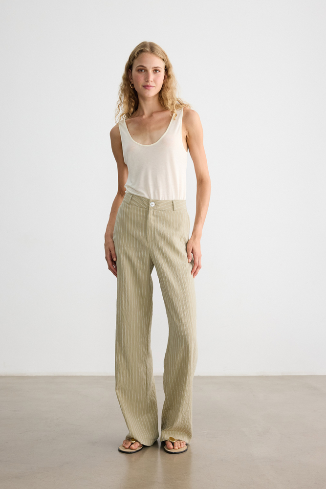 BE BLUE - YEŞİL IŞILTILI PALAZZO PANTOLON