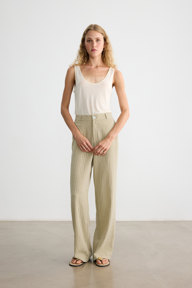 BE BLUE - YEŞİL IŞILTILI PALAZZO PANTOLON