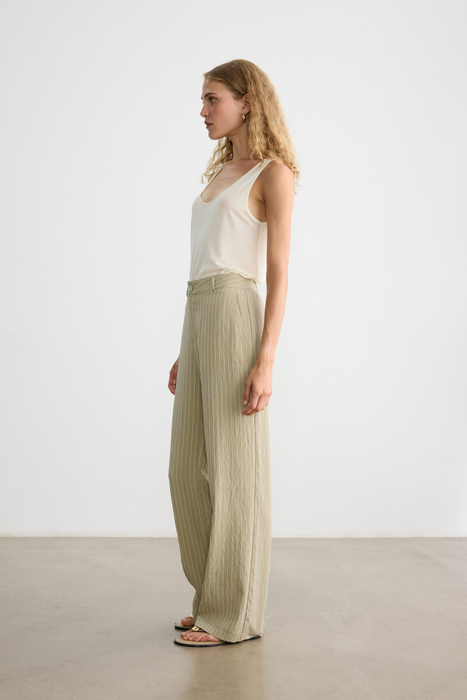 BE BLUE - YEŞİL IŞILTILI PALAZZO PANTOLON