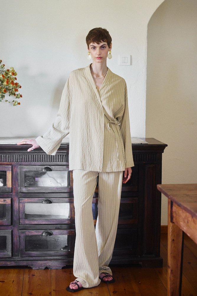 BE BLUE - YEŞİL IŞILTILI PALAZZO PANTOLON