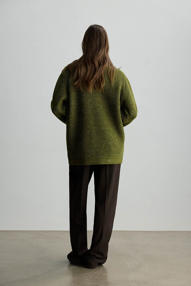 BE BLUE - YEŞİL MELANJ GÖRÜNÜMLÜ OVERSIZE KAZAK