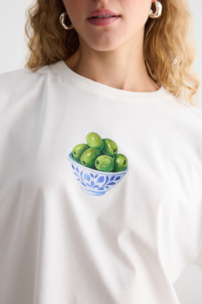 BE BLUE - ZEYTİN BASKILI UZUN KOLLU T-SHIRT