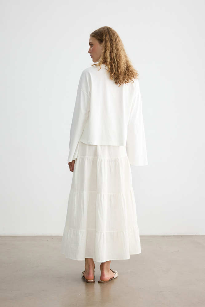 BE BLUE - ZEYTİN BASKILI UZUN KOLLU T-SHIRT