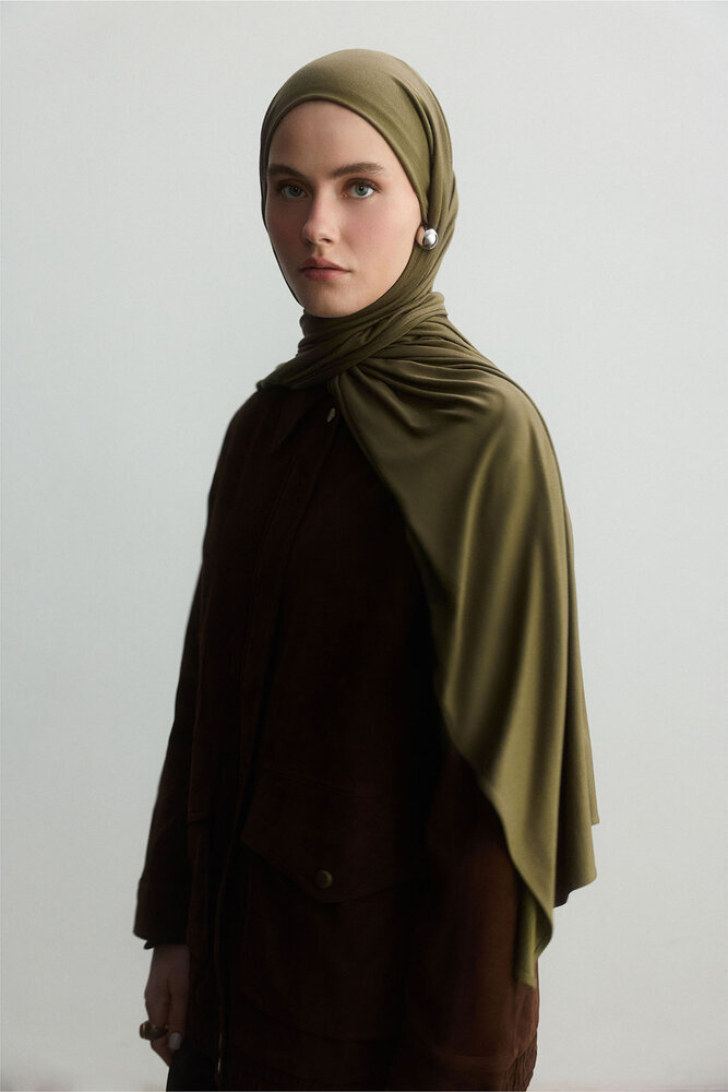 BE BLUE - ZEYTİN YEŞİLİ BAMBU PENYE ŞAL