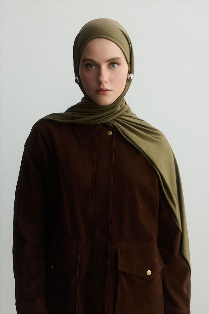 BE BLUE - ZEYTİN YEŞİLİ BAMBU PENYE ŞAL