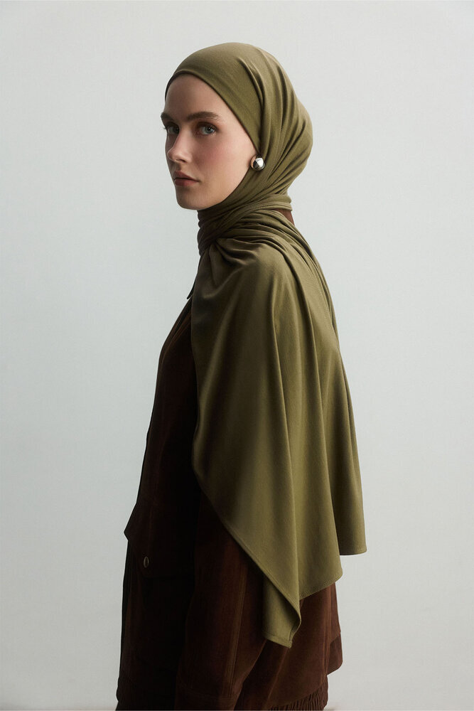 BE BLUE - ZEYTİN YEŞİLİ BAMBU PENYE ŞAL