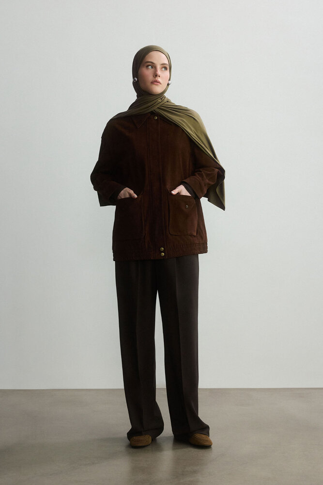 BE BLUE - ZEYTİN YEŞİLİ BAMBU PENYE ŞAL