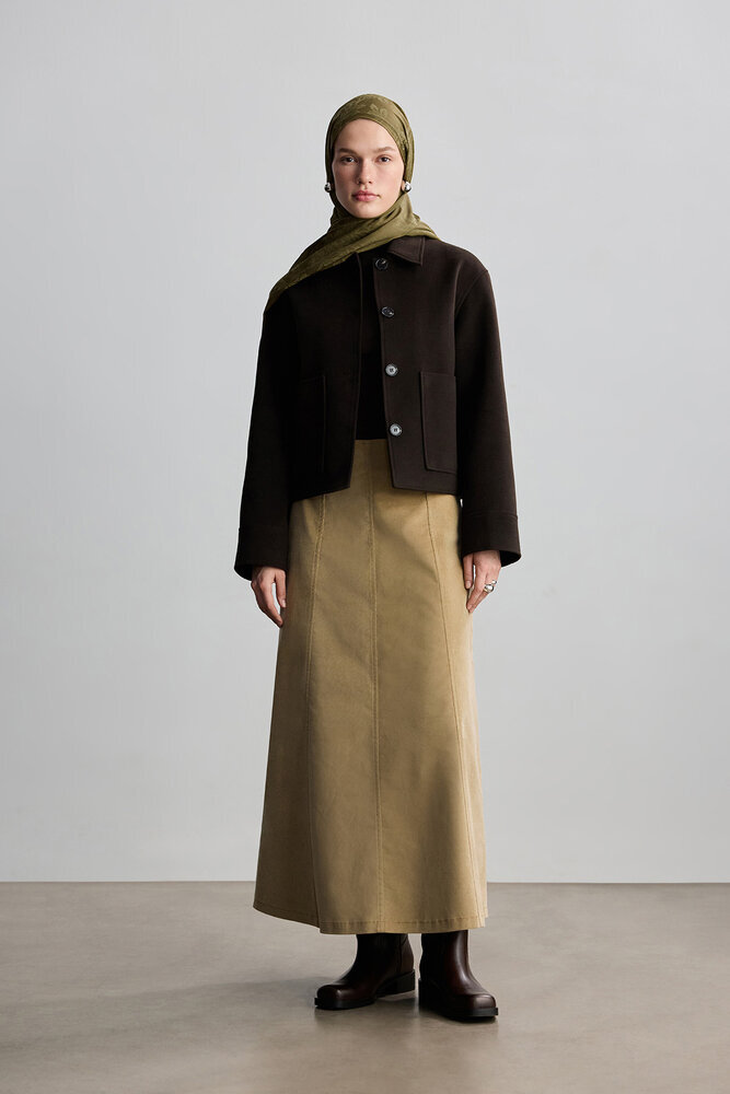 BE BLUE - ZEYTİN YEŞİLİ ROSE MAT JAKARLI ŞAL